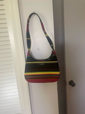 kate spade striped shoulder bag in black, yellow, red, green